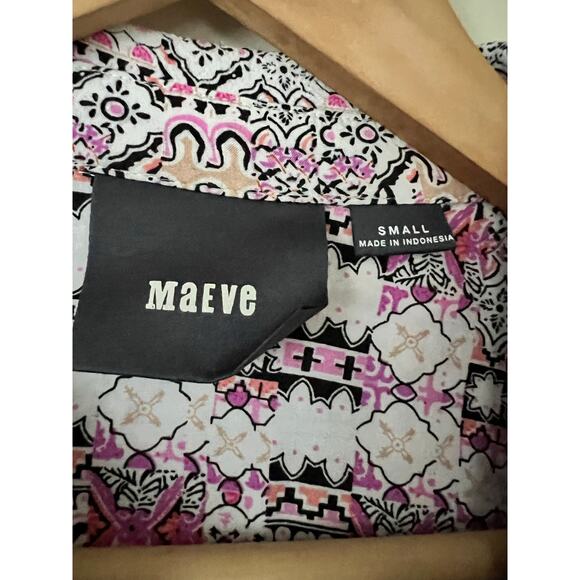 Anthropologie Islet Geometric Women's Blouse Top Shirt Maeve Pink S Button-down - Picture 3 of 5